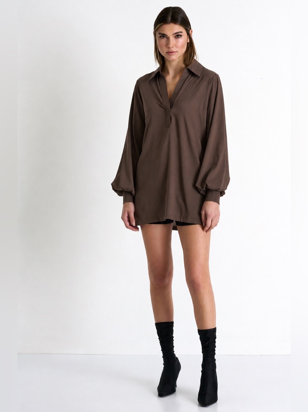 Silk puff sleeve blouse